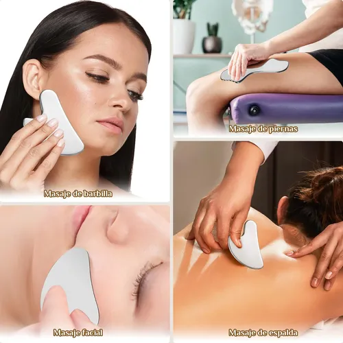 X/ 3 Pzs Gua Sha, Masaje Facial Gua Sha De Acero /sxg