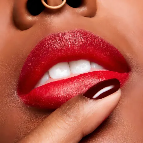 Labial Mac Powder Kiss Velvet Blur Slim Stick Color Ruby New