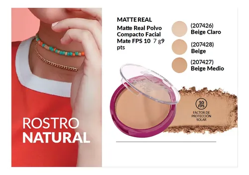 Polvo Compacto Facial Avon Color Trend Matte en Tono Beige con Fps 10