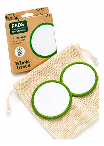 4 Pads Desmaquillantes Reutilizables De Bambú Con Bolsita