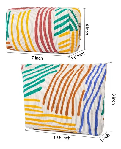 Soidram 2 Piezas Rayas Bolsa De Maquillaje Cosmética Grande