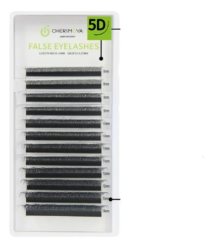 Pestañas Tecnológicas 5D Mix 8-14mm Cherimoya Negro Curvatura D 0.07mm Hipoalergénicas