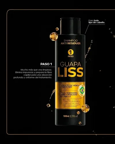Alisado 0% Formol Guapa Liss 3 Pasos Brillo Espejo