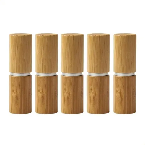 Envase De Bálsamo Labial Con Tubo De Lápiz Labial De Bambú V