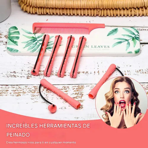 Rulos Para Cabello Sin Calor 30 Piezas Tubos Rizadores Fríos Pink
