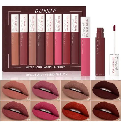 Labiales Líquidos Mate Larga Duración Dunuf X8 01