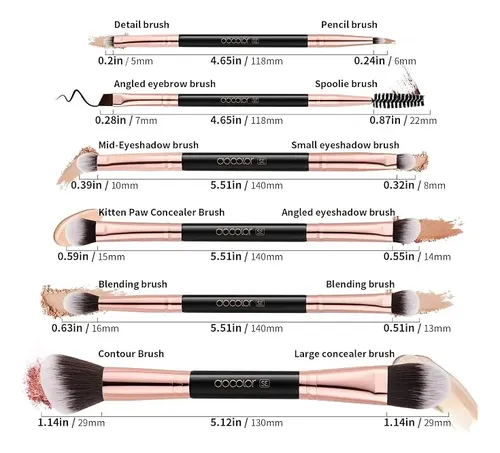Docolor-set De 6 Pinceles Dobles De Maquillaje Facial/cerdas