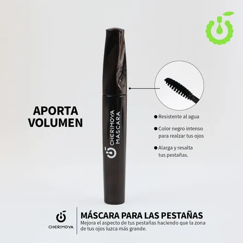 Mascara Pestañas Larga Duración Volumen Waterproof Cherimoya Color Negro