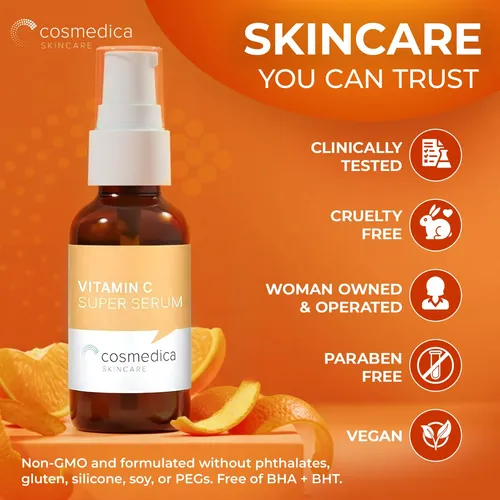 Sérum Cosmedica De Vitamina C Para Rostro Con Ácido Hialurón Todo Tipo De Piel Día/noche