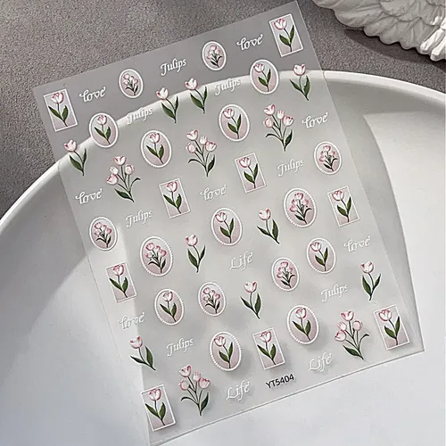 Pegatinas En Relieve De Tulipán Para Uñas