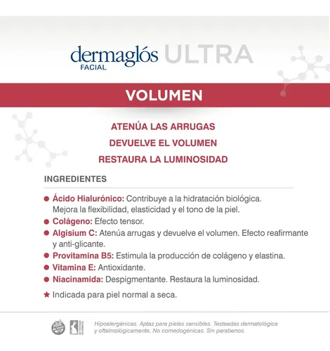 Crema Dermaglós Hidratante De Día Fps30 Ultra Volumen X50g