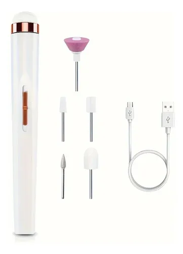 Taladro De Uñas Eléctrico Usb Portátil, 5 Accesorios, Luz Le