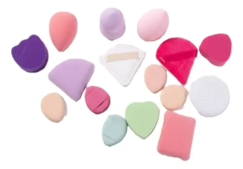 Set X16 Esponjas Y Almohadillas Maquillaje En Frasco Surtida