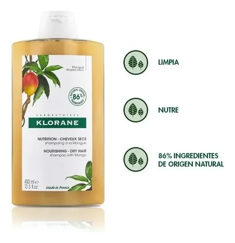 Shampoo Klorane Mango Nutricion X 400 Ml