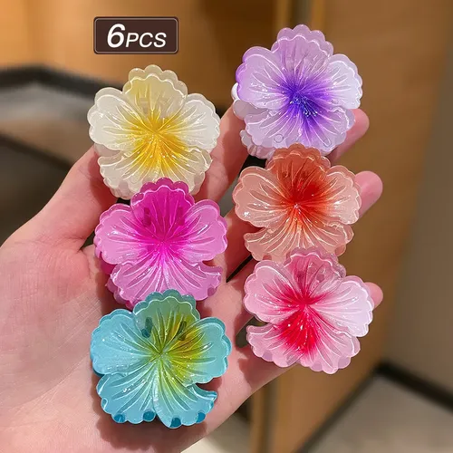 6 Piezas Pinzas De Flor Para Peinados Moda Para Niñas 6pcs