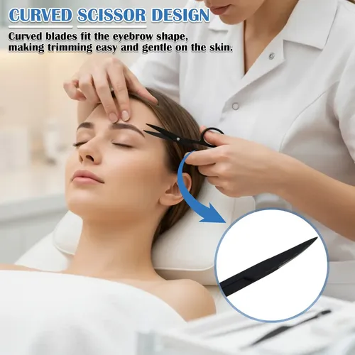 7pzs Pinzas Para Cejas Profesionales Con Tijera Curvadas Neg
