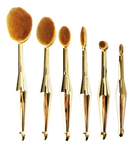 Set Profesional 6 Brochas Oval De Maquillaje Varios Colores