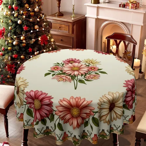 Mantel Para Navidad, Pascua, Estampado Floral, Pestaña Decor