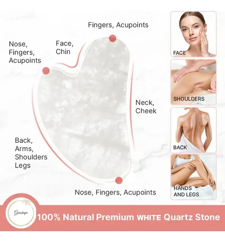 Facial Gua Sha Guashape, Cuarzo Blanco Natural, Para Esculpi