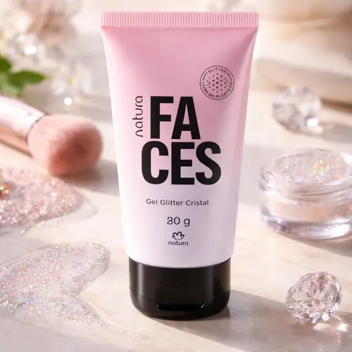 Gel Glitter Cristal Faces Natura 80 Gr Brillo Iluminador Gel