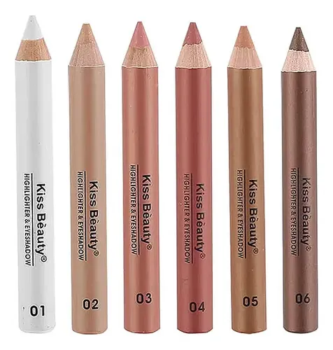 Set 6 Lapices Delineadores Suaves Ojos Labios By Kiss Beauty Acabado Satinado Color 6 Tonos