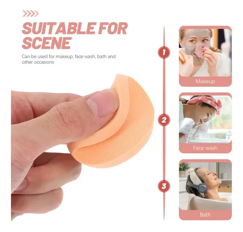 24pcs Khaki Makeup Sponge Set Round Powder Puff Latex Cotton