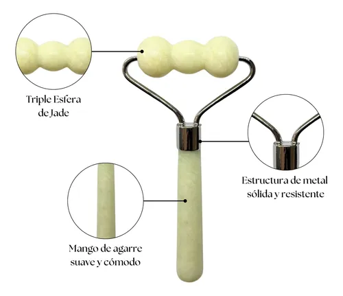 Masajeador Rodillo Roller Facial Corporal Triple Esfera Jade