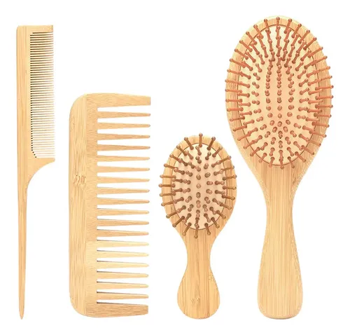 Set De 4 Cepillos Y Peines Desenredantes Para Cabello