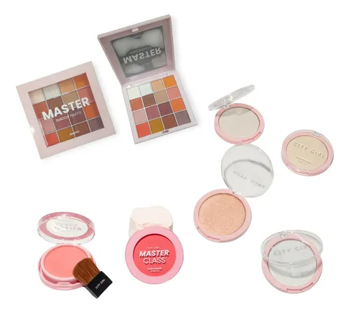 Kit Paleta De Sombra +rubor+iluminador Glow City Girl Master