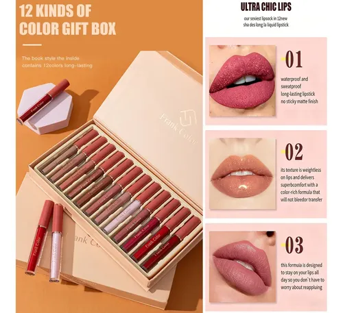 Set De 12 Lápices Labiales Líquidos Para Niñas Y Mujeres L