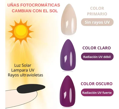 Uñas Press On Veluna Almendras – Cambian De Color Al Calor Color Beige Fotocromática