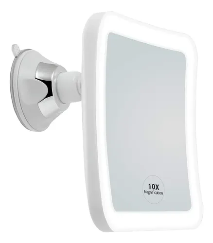 Espejo De Maquillaje Con Luz Led Y Aumento 10x Jiben Cuadrad