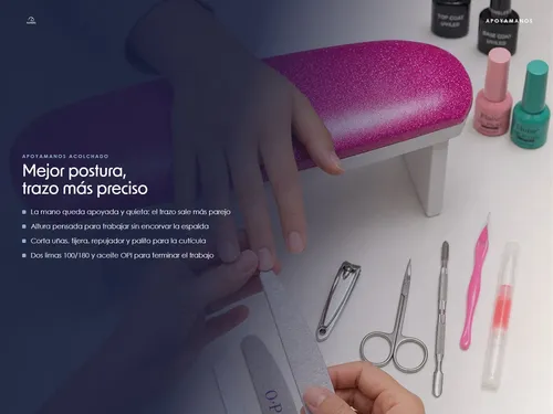 Kit Manicuria Uñas Apoyamanos Pinceles Esmaltes Limas Tijera