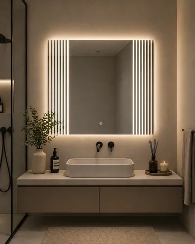 Espejo Digital Led Rectangular 80×70 Sin Marco Moderno