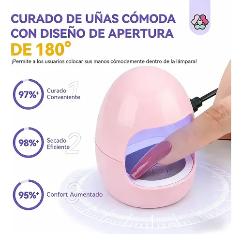 Mini Cabina Uñas Dedos Uv Led 6w Esculpidas Gelificadas Semi Color Rosa