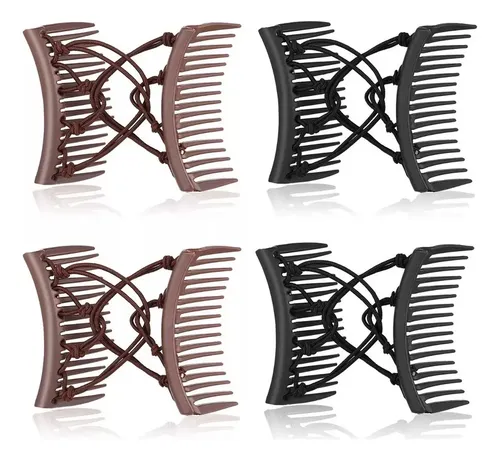 4 Clips Elásticos Para Cabello Y Peines Para Peinar, Pack De