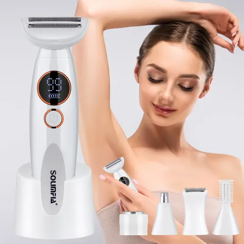 Depiladora Eléctrica 5 En 1 Mujer Cejas Y Nariz Blanco