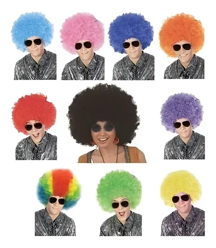 Peluca Payaso – 40unid Rulos Afro Grande – Cotillón Disfraz Color