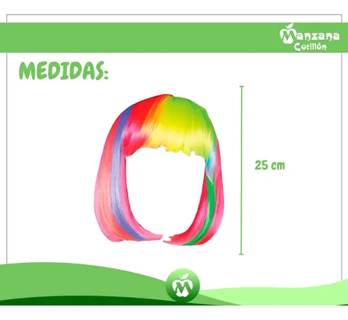 Combo X12 Peluca Carre Multicolor Cotillon Carioca Disfraz