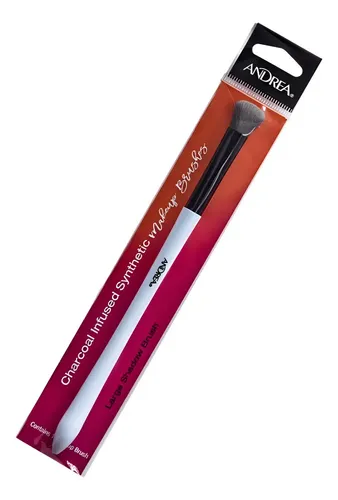 Pincel Maquillaje Sombra Grueso Andrea Carbon Antibacterial Color Combinado Blanco Y Negro