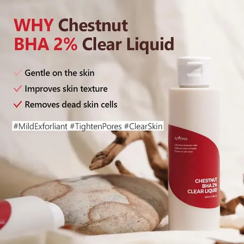 Isntree Chestnut Bha 2% Clear Liquid 100ml Todo Tipo De Piel Día/noche
