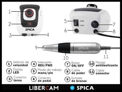 Set Torno De Uñas SPICA S-320 Manicura Pedicura Manos Pies Color Blanco