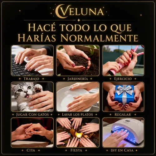 Veluna Tiras Gel Uñas Autoadhesivas Semicuradas Uv X20u