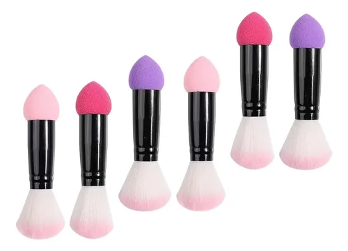 6pcs Dual-ended Makeup Brushes Soft Blush & Powder Brush Set