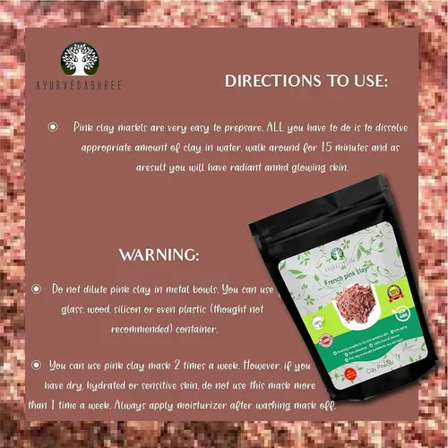 Mascarilla De Arcilla Rosada Francesa Ayurvedashree 200 G