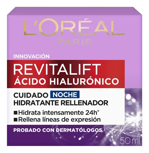 Crema Noche L’oréal Paris Revitalift Ácido Hialurónico 50 Ml