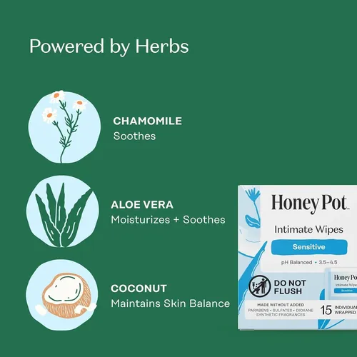 Toallitas Íntimas Sensibles The Honey Pot Company 45 Uds