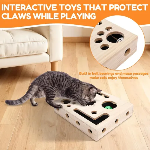 Caja De Limas De Uñas Para Gatos Con Bola De Campana Y Papel
