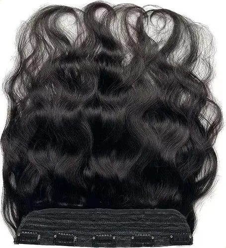/. Aplica Tictac, Cabello Humano Ondulado Negro, 40 Cm, .