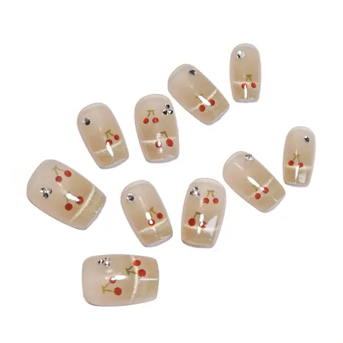 Uñas Prensadas Con Purpurina Nude Con Diamantes De Imitación